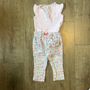 Adorable Carters Set - ruffle top and floral leggings